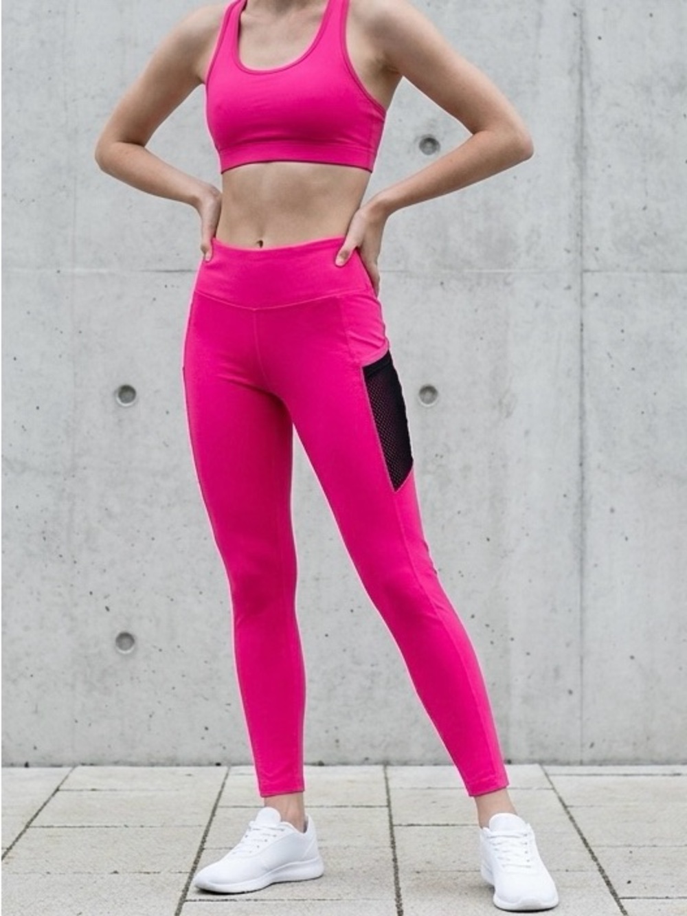 POP Fit Hot Pink High-Rise Leggings with Side Mesh Pocket